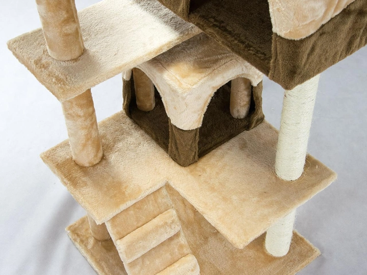 Игровая площадка для кота Pethaus с когтеточкой 50x50x130 см Бежево-коричневая 