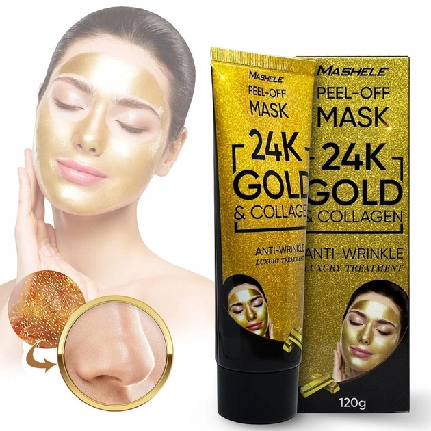 Золота маска-плівка Peel-Off 24K Gold пілінг тонізує шкіру від вугрів прищів зморшок MASHELE