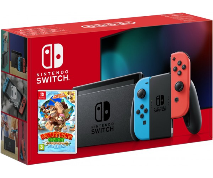 任天堂 Nintendo Switch Nintendo Switch Neon Blue-Red (Upgraded version) + Игра Donkey