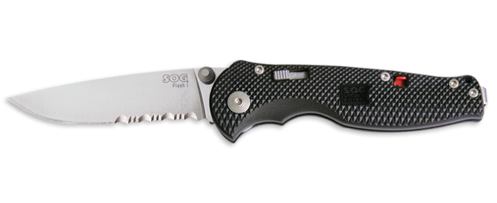 EDC нож SOG FLASH I Satin / Drop Point / Partially Serrated FSA97-CP - изображение 1