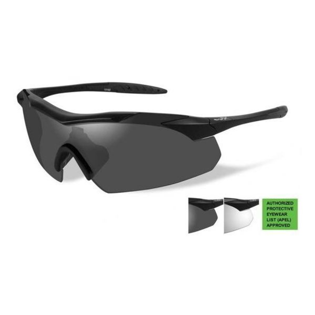 Тактичні окуляри Wiley-X Vapor APEL Grey/Clear Lens/Matte Black Frame 2000000000916 - зображення 1