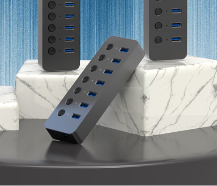 USB хаб Blueendless BS-HU701 USB 3.0 7 портів алюмінієвий з блоком живлення hub концентратор - зображення 3