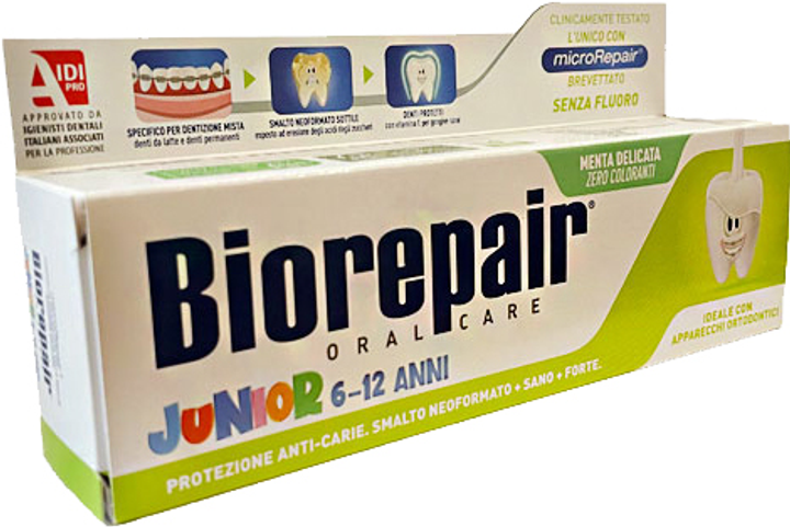Детская зубная паста Biorepair Junior 75 мл (8017331064504/8017331054093/8017331097311) - изображение 2