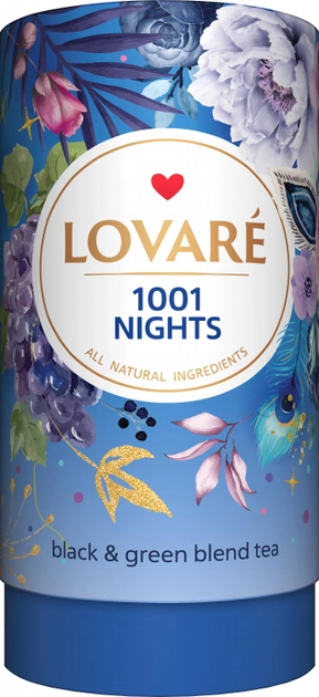 Бленд черного и зеленого чая с фруктами и лепестками цветов Lovare 1001 Ночь 80 г (4820097815563) - изображение 1