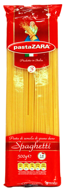 Упаковка макарон Pasta Zara Спагетти 500 г х 4 шт (8004350130037_375489 ...
