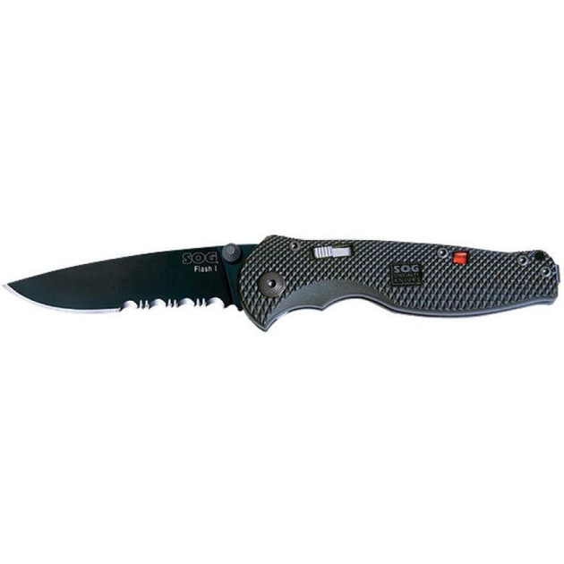 Нож SOG Flash I Black Blade серрейтор Black (TFSA-97) - изображение 1