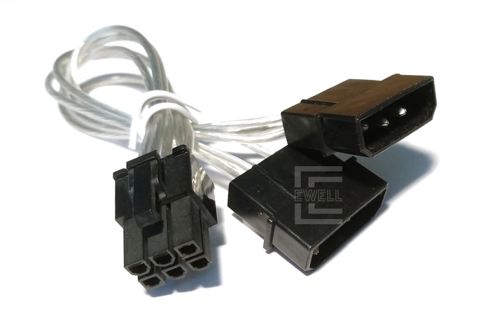 Кабель питания для видеокарт Ewell 6pin to Molex, экранированный, 15 см ...