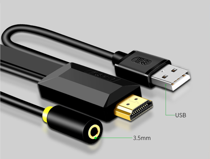Конвертер кабель HDMI to VGA JH Z130 2м + Аудио + Питание Адаптер Преобразователь - Фото 2 Конвертер кабель HDMI to VGA JH Z130 2м + Аудио + Питание Адаптер Преобразователь - изображение 2