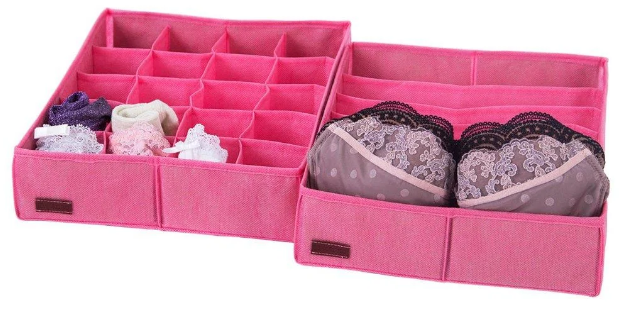 Набор органайзеров для нижнего белья 2 шт ORGANIZE Pink002 розовый - Фото 1 Набор органайзеров для нижнего белья 2 шт ORGANIZE Pink002 розовый - изображение 1