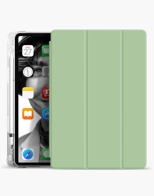 Силиконовый чехол обложка Transparent + Pencil Holder BBM1 для iPad Air 4 10.9" 2020 Зеленый Оливковый - изображение 7