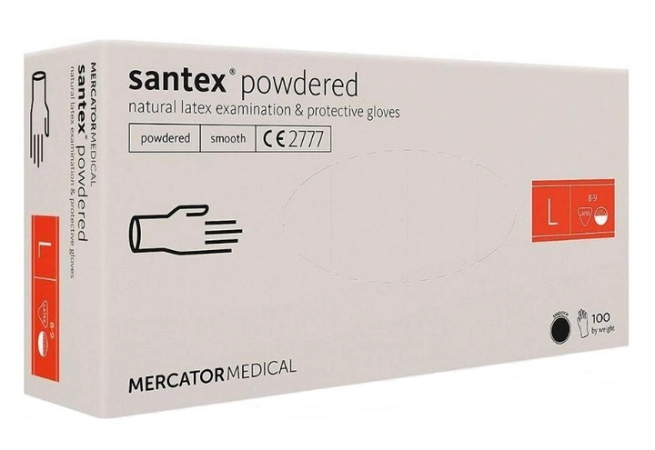 Латексные перчатки в белом цвете Nitrylex Santex Mercator 100 шт/уп L - изображение 1