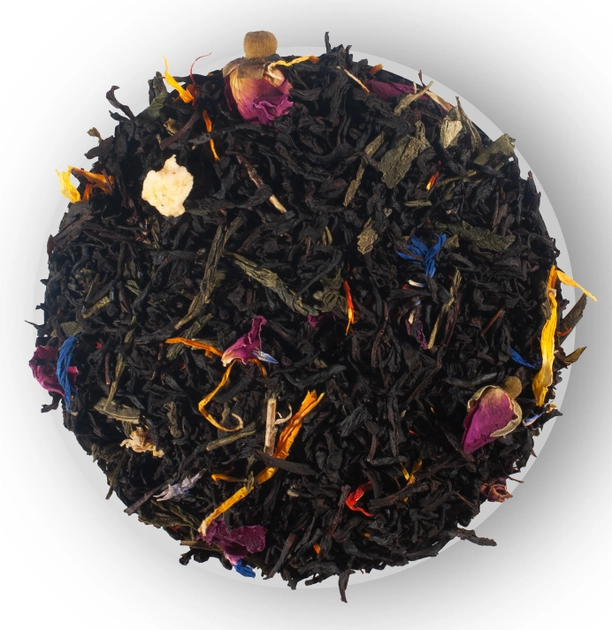 Бленд черного и зеленого чая с фруктами и лепестками цветов Lovare 1001 Ночь 80 г (4820097815563) - изображение 2