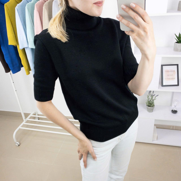 Кофта RI collection з горлом та коротким рукавом L Чорний - изображение 1