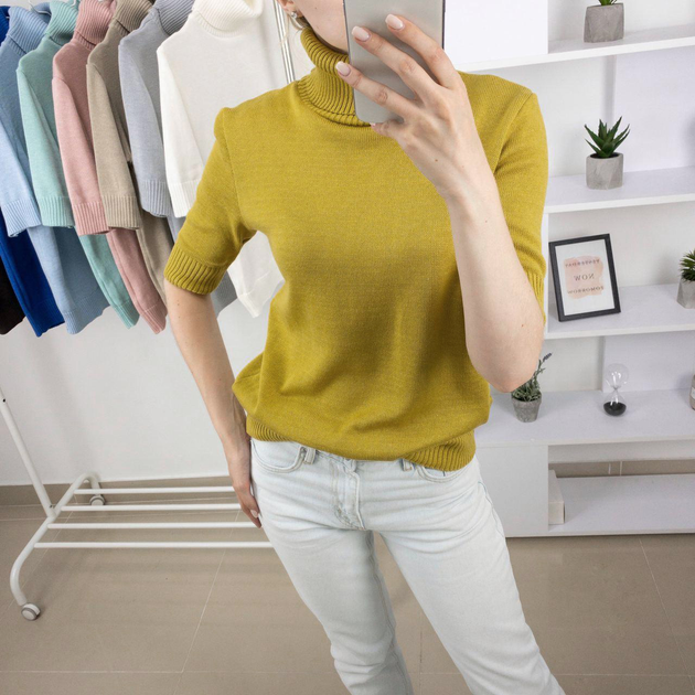 Кофта RI collection з горлом та коротким рукавом XL Світла гірчиця - изображение 2
