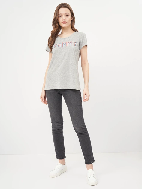 Футболка хлопковая женская Tommy Hilfiger 9563.2 L Серая - изображение 3