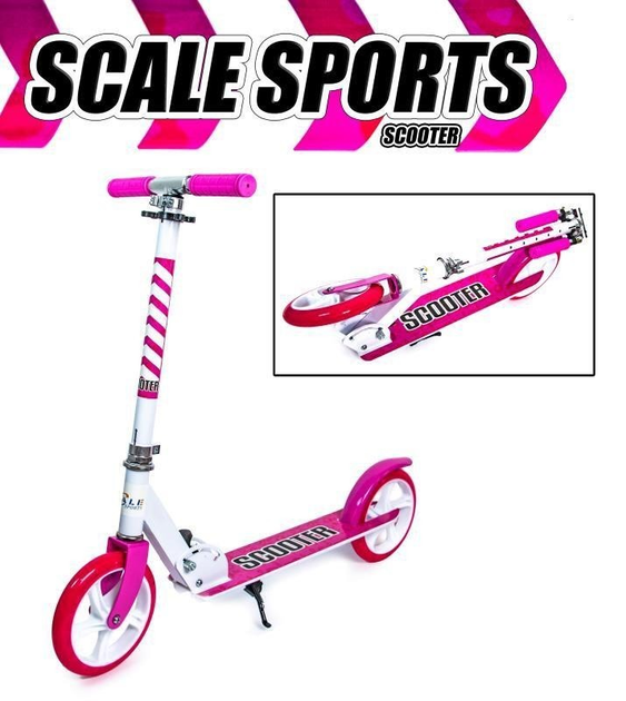 Двухколесный самокат Scooter 460 Pink складной на больших колесах 20 см ...