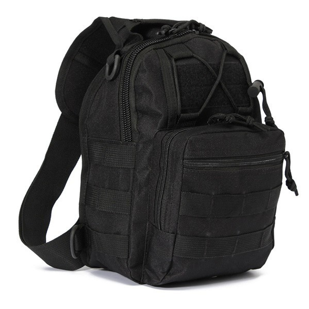 Тактический рюкзак Silver Knight однолямочный с системой M.O.L.L.E Black (098-black) - изображение 1