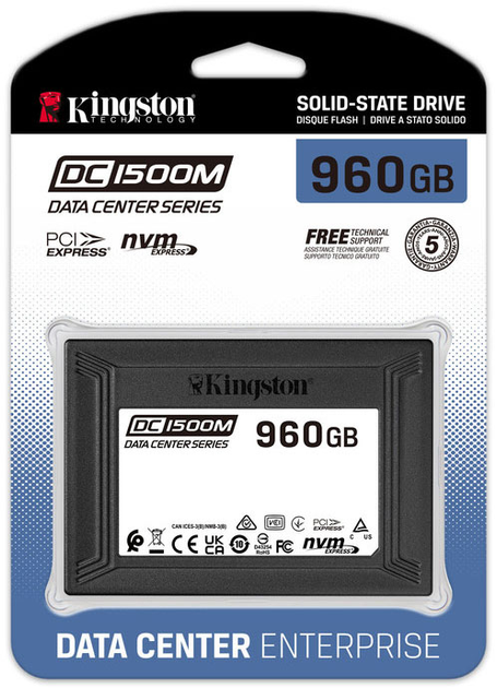 SSD диск Kingston DC1500M 960GB U.2 PCIe 3.0 x4 3D NAND (TLC) (SEDC1500M/960G) - изображение 3