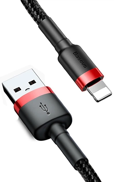 Кабель Baseus Kevlar Cable Lightning – USB 1.0 м 2 A Red/Black (CALKLF-B19) - зображення 5