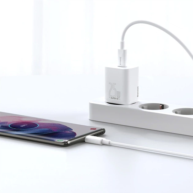Baseus Super Silicone PD Charger 25W (1Type-C) + Z kablem Type-C do Type-C 3A (1 m) (TZCCSUP-L02) - obraz 12
