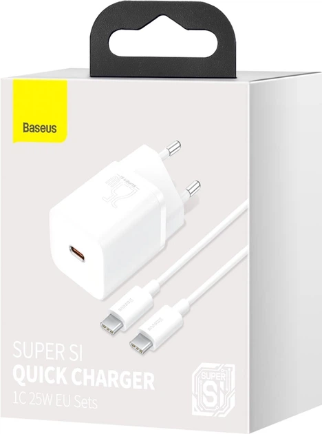 Baseus Super Silicone PD Charger 25W (1Type-C) + Z kablem Type-C do Type-C 3A (1 m) (TZCCSUP-L02) - obraz 8