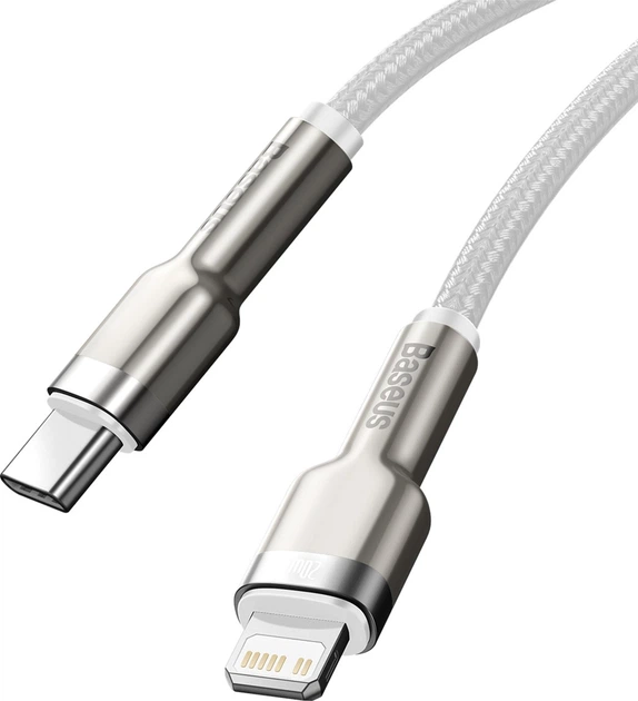 Kabel Baseus Cafule Metal Type-C do Lightning PD 20W 1 m biały (CATLJK-A02) - obraz 3