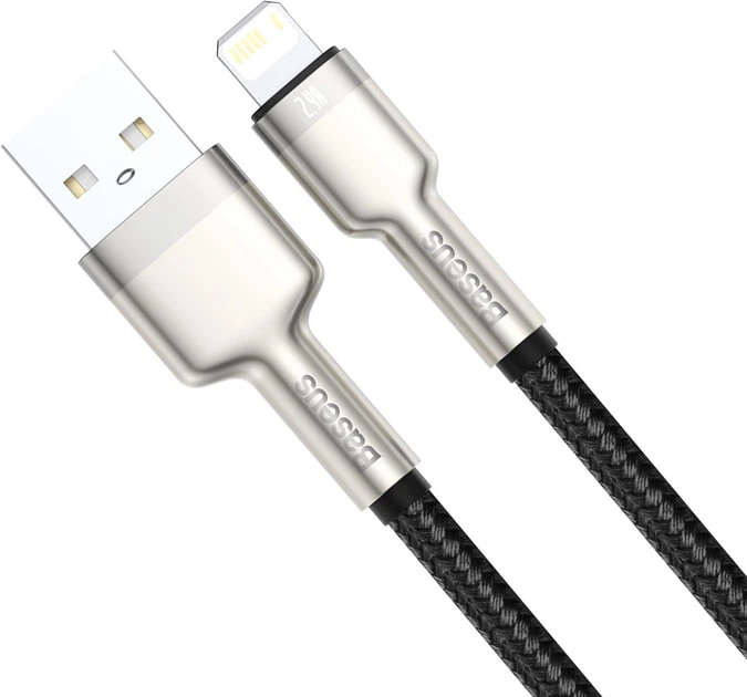 Kabel Baseus Cafule Metal Lightning 2.4A 1m Czarny (CALJK-A01) - obraz 3