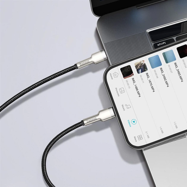 Kabel Baseus Cafule Type-C do Lightning 20W PD 0.25 m Black (CATLJK-01) - obraz 7