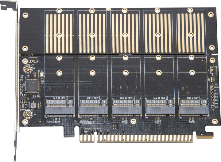 Плата розширення Frime PCI-E x16 to 5 x M.2 (B Key), JMB585 (ECF ...