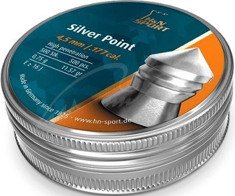 Пули пневматические H&N Silver Point. Кал. 4.5 мм. Вес - 0.75 г. 500 шт/уп - изображение 1