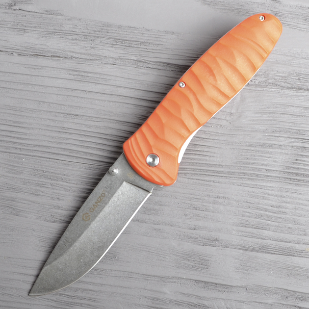 Нож складной Ganzo G6252 (длина: 210мм, лезвие: 89мм, сатин), оранжевый - изображение 2