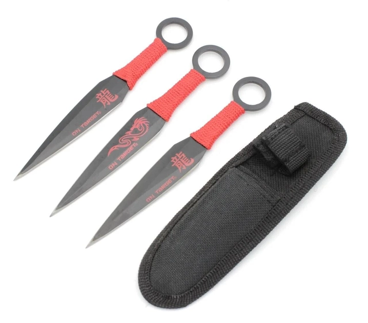 Ножі метальні (кунаі) RED DRAGON комплект 3 в 1 - зображення 1
