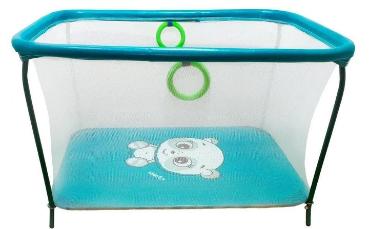 Манеж ігровий з дрібною сіткою Kinderbox Люкс Панда бірюза - Фото 3 Манеж ігровий з дрібною сіткою Kinderbox Люкс Панда бірюза - зображення 3