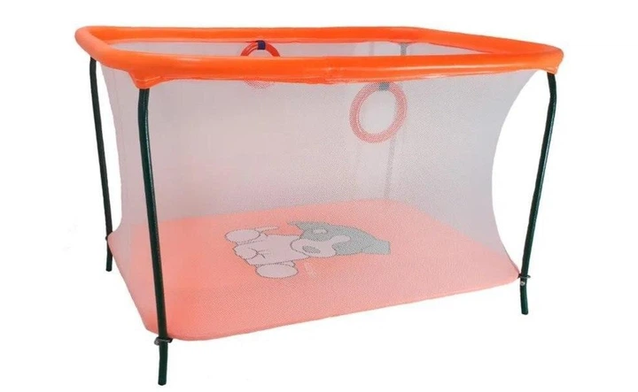 Манеж игровой с мелкой сеткой Kinderbox Люкс Пес оранжевый - изображение 2