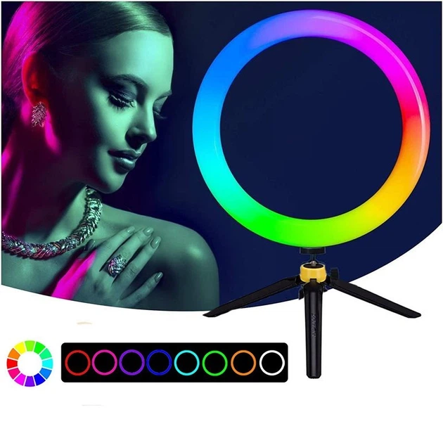 Кольцевая лампа RGB 26см + пластиковый штатив трипод + блютуз пульт - изображение 2