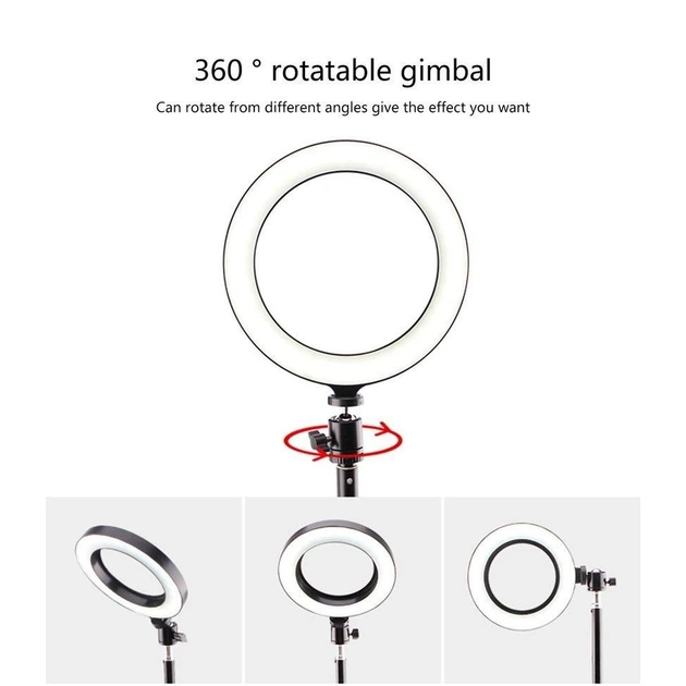 Кольцевая Светодиодная LED селфи-лампа 20 см Ring Fill/7326 + штативом 2 м Черный - изображение 2