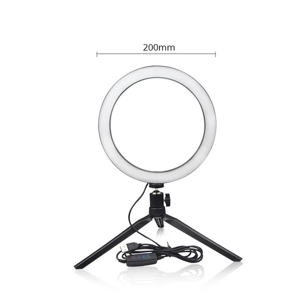 Кольцевая Светодиодная LED селфи-лампа 20 см Ring Fill/7326 + штативом - трипод Черный - изображение 3