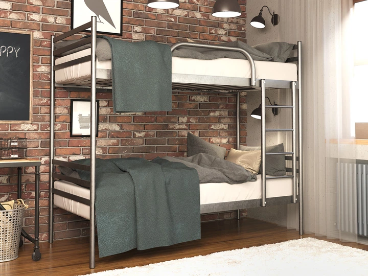 Кровать металлическая двухъярусная FLY DUO 200х80 см черная - Фото 1 Кровать металлическая двухъярусная FLY DUO 200х80 см черная - изображение 1