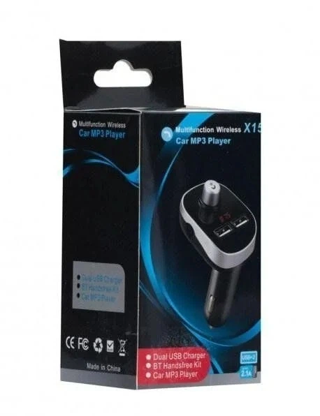 FM-модулятор X15 автомобільний трансмітер з функцією Bluetooth 2 USB порта по 2.1А Черный (10439) - изображение 4