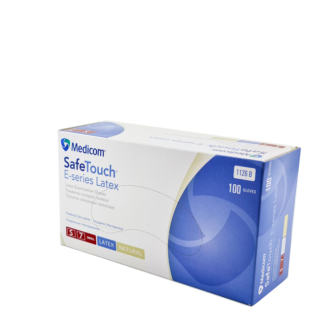 Рукавички Medicom SafeTouch Латексні медичні опудренниє Розмір S 100 шт Білі - зображення 1