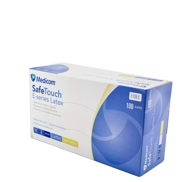 Рукавички Medicom SafeTouch Латексні медичні опудренниє Розмір М 100шт Білі - зображення 1