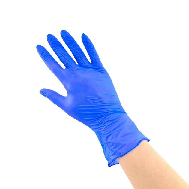 Рукавички Nitrylex basic медичні нітрилові неопудрені, Розмір L 100шт Сині - зображення 2