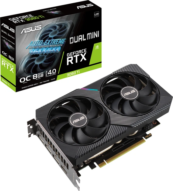 Видеокарта Asus PCI-Ex GeForce RTX 3060 Ti Dual Mini OC Edition V2