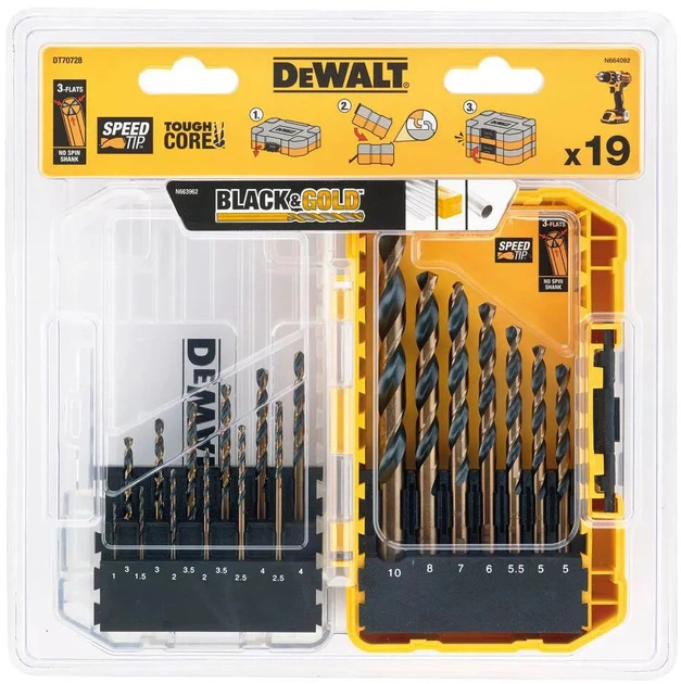 Набір свердел для металу DeWalt Black&Gold HSS-G 19 шт. (DT70728-QZ) - зображення 2