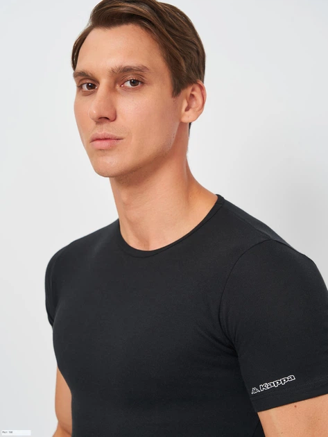 Футболка нательная мужская больших размеров хлопковая Kappa K1306 2XL Черная (8052394816622) - изображение 4