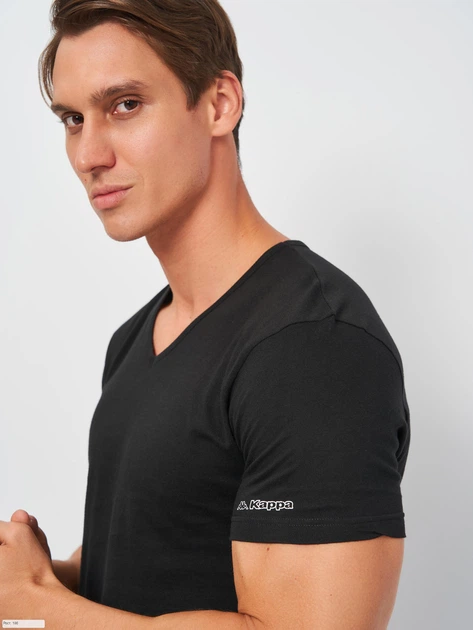 Футболка нательная мужская больших размеров хлопковая Kappa K1315 2XL Черная (8052394816325) - изображение 4
