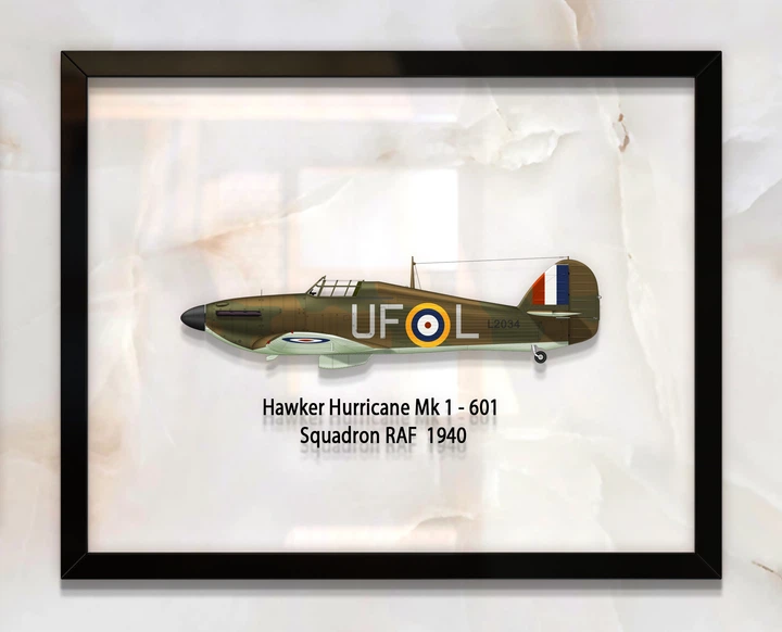 Принт на стекле Artel «Истребитель Hawker Hurricane Mk 1 601 Эскадрилья 1940 год» 46 x 36см - Фото 1 Принт на стекле Artel «Истребитель Hawker Hurricane Mk 1 601 Эскадрилья 1940 год» 46 x 36см - изображение 1