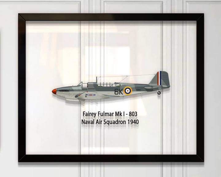 Принт на стекле Artel «Самолет Fairey Fulmar Mk I 803 Эскадрилья 1940 год» 46 x 36см - Фото 1 Принт на стекле Artel «Самолет Fairey Fulmar Mk I 803 Эскадрилья 1940 год» 46 x 36см - изображение 1