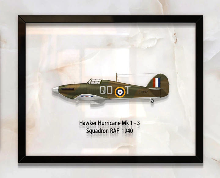 Принт на стекле Artel «Истребитель Hawker Hurricane Mk 1 3 Эскадрилья 1940 год» 50 x 40см - Фото 1 Принт на стекле Artel «Истребитель Hawker Hurricane Mk 1 3 Эскадрилья 1940 год» 50 x 40см - изображение 1