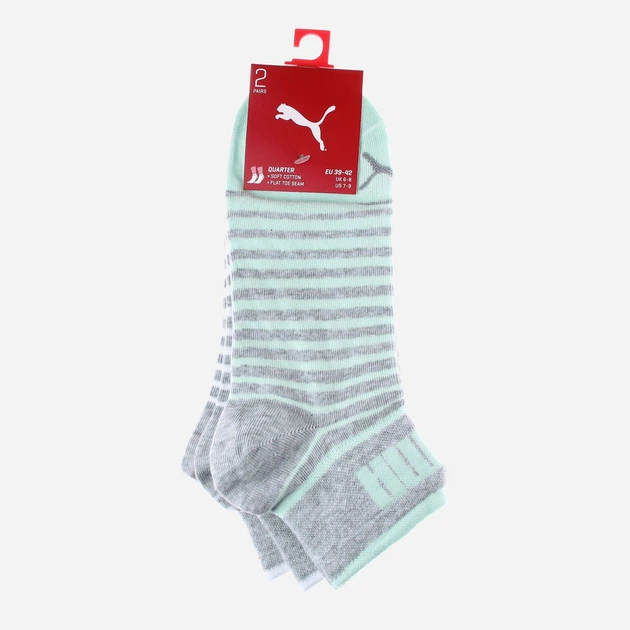 Носки коротких хлопковых Puma Unisex Quarter 101002001025 39-42 2 пары Серый/Белый/Ментоловый (8718824798554) - Фото 2 Носки коротких хлопковых Puma Unisex Quarter 101002001025 39-42 2 пары Серый/Белый/Ментоловый (8718824798554) - изображение 2